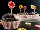 Envie de muffins aux fruits rouges et à la violette (vegan) (Foodista challenge #16)