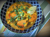 Soupe/Ragout végétalien patate douce et pois chiches à la marocaine