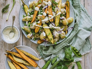 Salade jardinière tiède et sauce à l’aneth