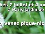 Derniers pique-niques de Dorian dans les jardins de Bercy à Paris les 7 juillet et 4 août et après c'est fini