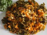 Poêlée de Kale, carottes et orties au tofu curry ~ recette végane ~