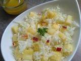 Salade de chou blanc assaisonné à la confiture d'ananas-mangues