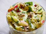 Salade de 2 choux marinés, fruits, sauce asiatique et agrume