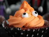 Cupcake d'Halloween poire, noisette, orange et double choc