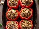 Savory Pork & Nutty Rice Stuffed Peppers Recipe
