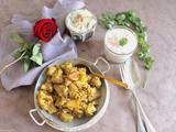 Aloo Gobi, curry indien sec de pommes de terre et chou-fleur & raita de carottes