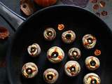 Champignons farcis au tofu lactofermenté et potiron façon globes oculaires d'Halloween (vegan)