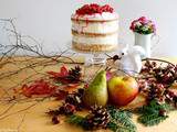Naked cake aux épices d'automne, compotée pommes & poires à la vanille, chantilly mascarpone et airelles glacées pour le Foodista Challenge #13