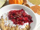 Porridge de petit épeautre au potiron, sucrine du Berry et cranberries (vegan) - Bataille Food #61