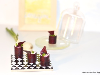 Petit four betterave, échalote, polenta et crème de parmesan {#Folion}