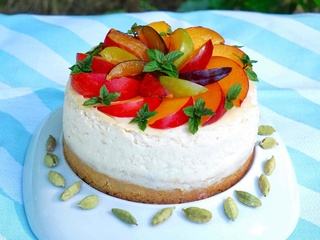 Cheesecake vegan prune cardamome (sans cajou, avec cuisson)