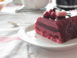 Bûche framboise-vin chaud