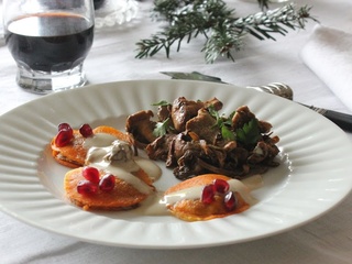 Ravioles de butternut et champignons sauce morilles