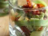 Verrines estivales : courgettes, tomates confites, avocat & pommes – #Vegan