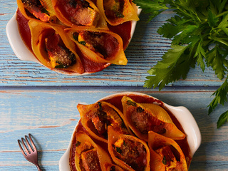  Moules  farcies à la sauce tomate (végétalien, vegan)