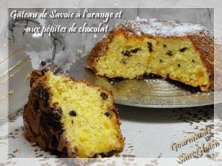 Gâteau de Savoie à l'orange et aux pépites de chocolat sans gluten