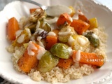 Bowl de légumes rôtis et boulgour sauce au tahin #vegan
