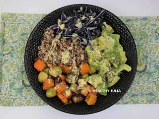 Bowl de quinoa aux légumes rôtis au romarin #vegan