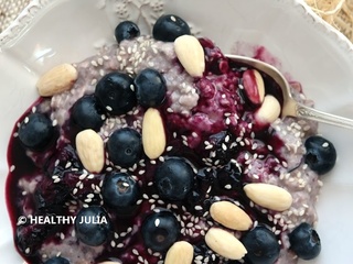 Overnight porridge aux myrtilles #vegan