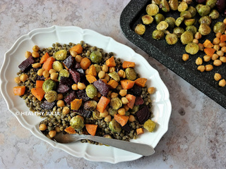 Salade de lentilles aux légumes d'hiver rôtis #vegan