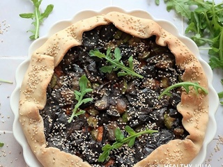 Tarte rustique aux aubergines et pesto rosso #vegan