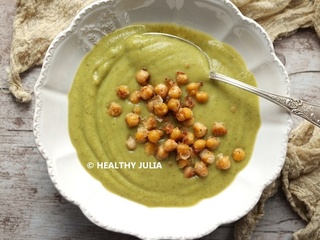 Velouté de courgettes aux pois chiches rôtis #vegan