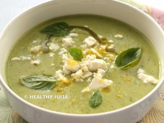 Velouté de courgettes, petits pois et basilic d’ottolenghi #vegan