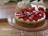 Cheesacake au lait concentré, fraises à la gelée de framboises (sans cuisson , sans gélatine )