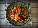 Orzo aux pois chiches , tomate et épinards pour le Foodista Challenge #78