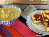 Soupe commes un dhal curry carotte céleri et ses naans fromage épinards