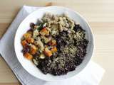 Riz noir, courges rôties et châtaignes sauce cajou : une assiette « l’automne est là » (vegan, sans gluten)