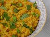 Curry de lentilles corail aux petits pois façon porridge