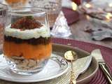 Verrines festives à la courge, crème citronnée et caviar vegan (aux perles de tapioca)