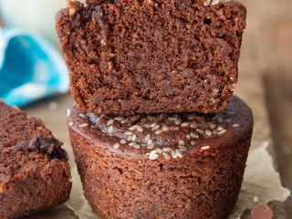 Muffins {chocolat & sésame} #vegan #vapeurdouce