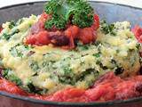 Polenta au kale, sauce tomate et haricots rouges