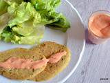 Galettes d'avoine-carotte-haricot vert et leur sauce rose