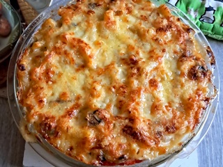 Gratin de macaroni aux champignons