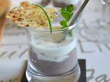 Mini-verrines Haricots noirs-fromage blanc aux herbes