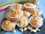 Muffins noix de cajou, rhubarbe