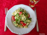 Ecrasé de pommes de terre, roquette, tomates et petits pois : Le printemps dans l'assiette