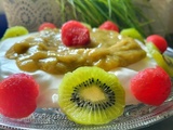 Pavlova rhubarbe, kiwi et pastèque
