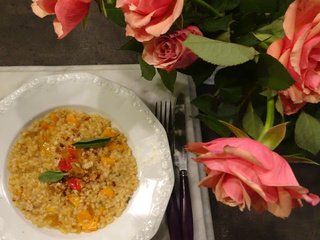 Risotto au potiron, amaretti et mostarda di frutta