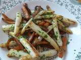 Poêlée printanière d'asperges et de carottes & pesto de fanes de carottes