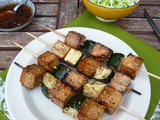 Brochettes tofu mariné - courgette