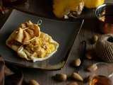 Crêpes à l’ananas flambées au rhum (amande, aumônière, dessert, pâtisserie, chandeleur, vanille, gâteaux)