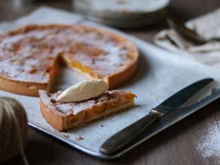 Tarte aux mirabelles d’Eric Kayser (dessert, été, automne, fruit, glace, vanille, alsace, prune, beurre, sauce, pâte, pâtisserie)