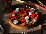 Tarte rhubarbe et gariguette de Felder et Lesecq (dessert, été, fraise, crème, amande, streusel, pâtisserie, cannelle)