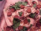 Pizza Blanche Oignons confits/Merguez {Vegan}o