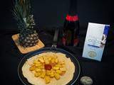 Chandeleur sans gluten à la farine de coco : crêpes à l'ananas flambé au rhum et au caramel beurre salé