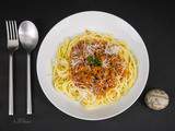 Spaghetti bolognese végétarienne à la protéine vegan de potiron avec mon partenaire Elixanatur